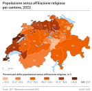 Popolazione senza affiliazione religiosa per cantone