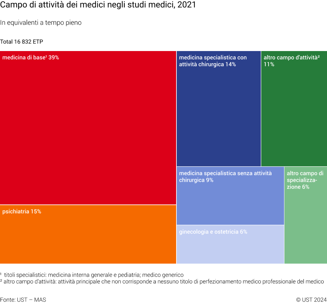 Campo di attività dei medici negli studi medici, 2021