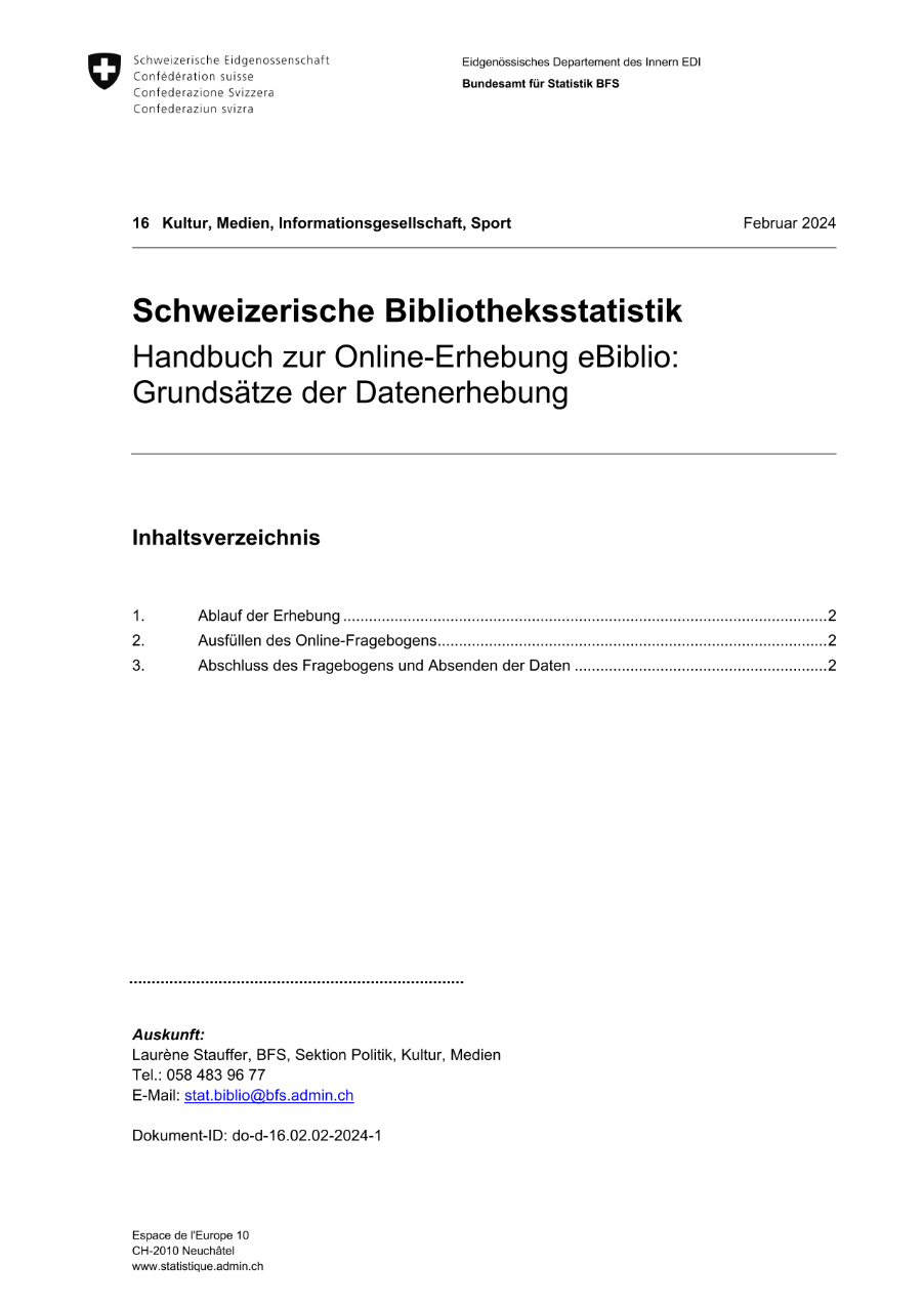 Handbuch zur Online Erhebung eBiblio