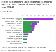 Studenti che si preparano agli esami professionali federali superiori: studenti per settori di formazione più scelti e sesso
