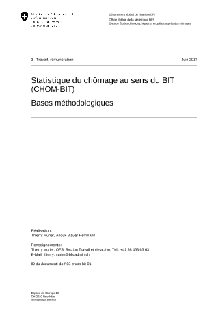 Statistique du chômage au sens du BIT: bases méthodologiques