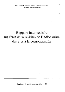 Rapport intermédiaire sur l'état de la révision de l'indice suisse des prix à la consommation