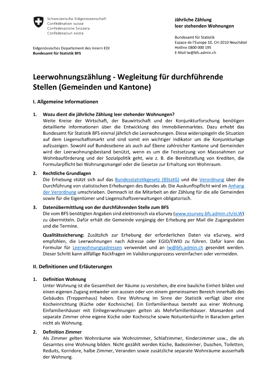 Leerwohnungszählung - Wegleitung