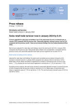 Swiss retail trade turnover rose in January 2024 by 0.6%