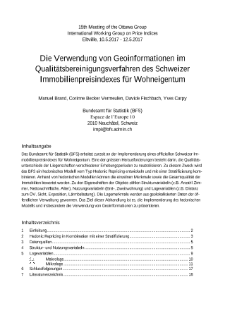 Die Verwendung von Geoinformationen im Qualitätsbereinigungsverfahren des Schweizer Immobilienpreisindexes für Wohneigentum