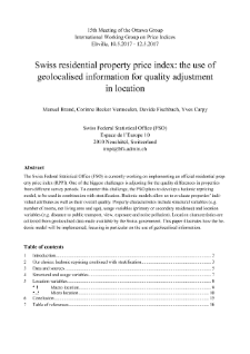 Swiss residential property price index: the use of geolocalised information for quality adjustment in location