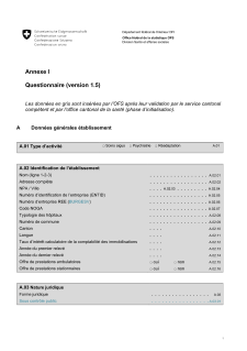 Statistique des hôpitaux - Annexe I Questionnaire valable dès l'introduction de SpiGes