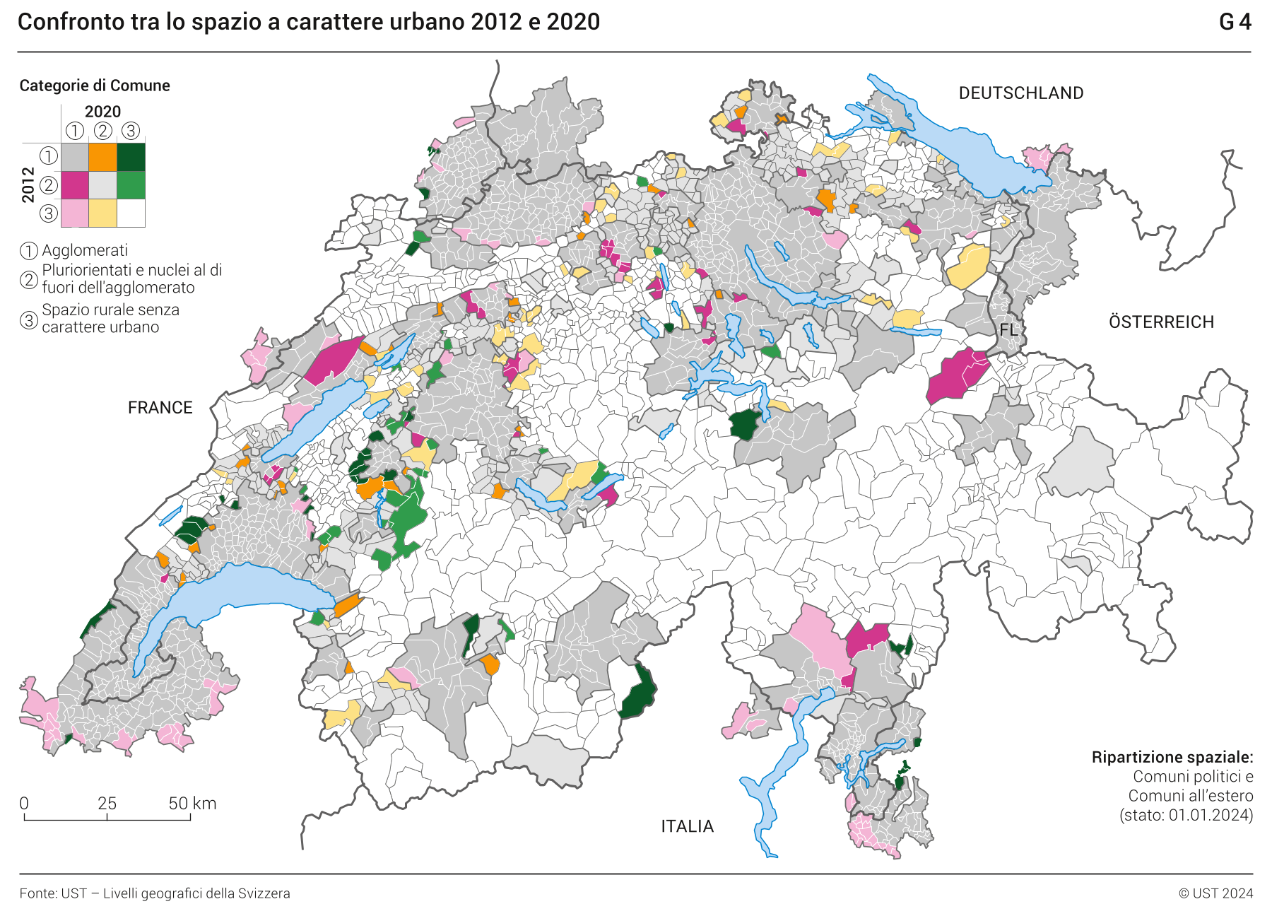 Confronto tra lo spazio a carattere urbano 2012 e 2020