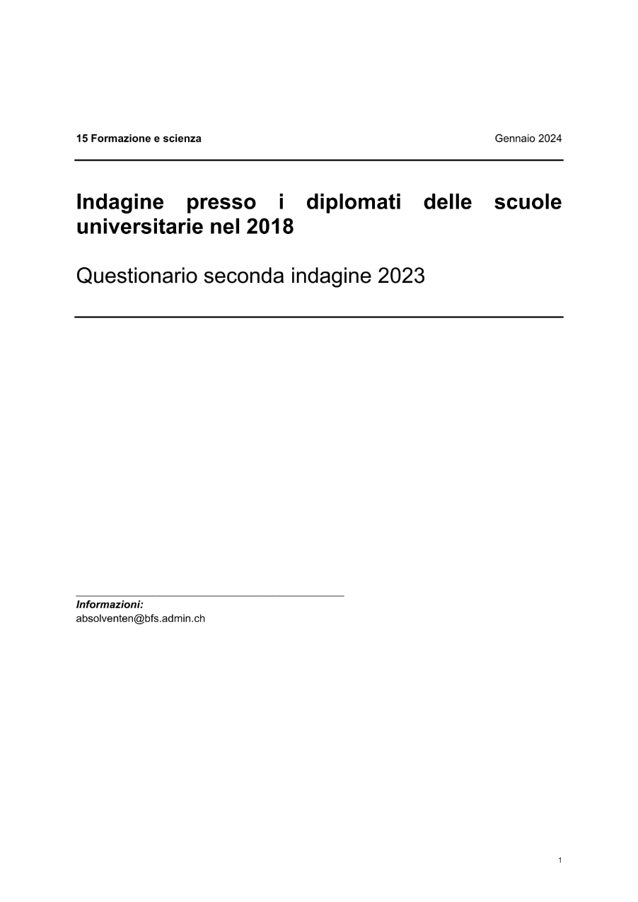 Indagine presso le persone con diploma di scuola universitaria - Questionario seconda indagine 2023