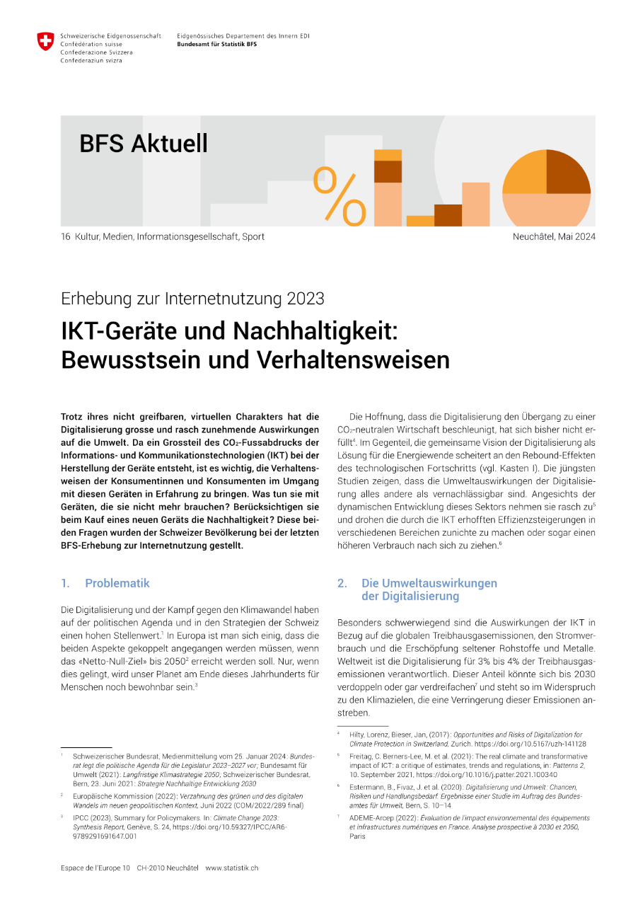 IKT-Geräte und Nachhaltigkeit: Bewusstsein und Verhaltensweisen