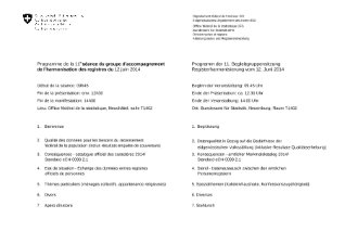 Programme de la  11e séance du groupe d'accompagnement de l'harmonisation des registres du 12 juin 2014