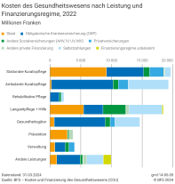 Kosten des Gesundheitswesens nach Leistung und Finanzierungsregime, 2022
