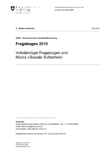 SAKE: Fragebogen 2015 - Vollständiger Fragebogen und Modul «Soziale Sicherheit»