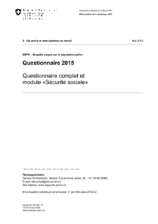 ESPA: Questionnaire 2015 - Questionnaire complet et module «Sécurité sociale»