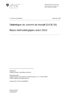 Statistique du volume du travail (SVOLTA). Bases méthodologiques avant 2010
