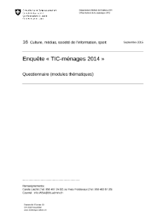 Enquête «TIC-ménages 2014» - Questionnaire