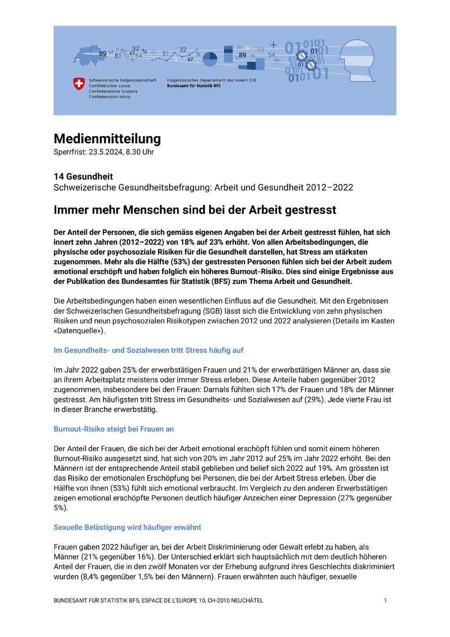 Immer mehr Menschen sind bei der Arbeit gestresst