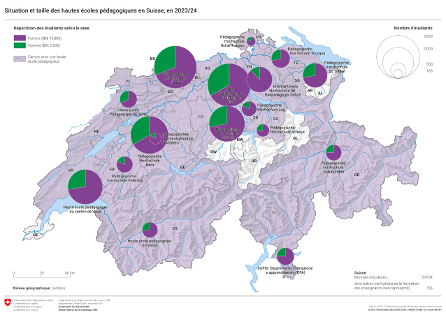 Situation et taille des hautes écoles pédagogiques en Suisse