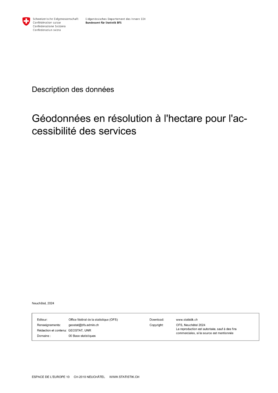 Services à la population - Accessibilité: description des données