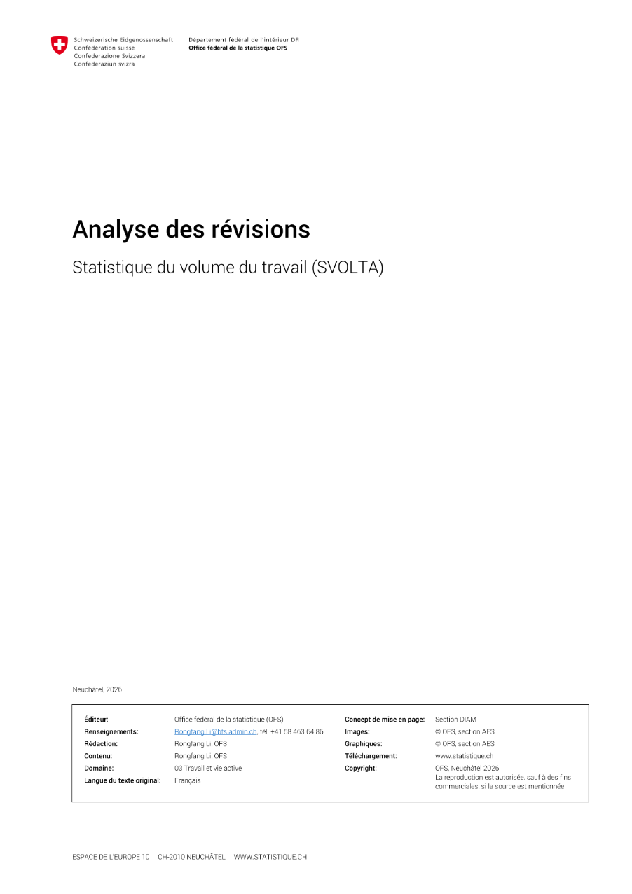 Statistique du volume du travail (SVOLTA) - Analyse des révisions