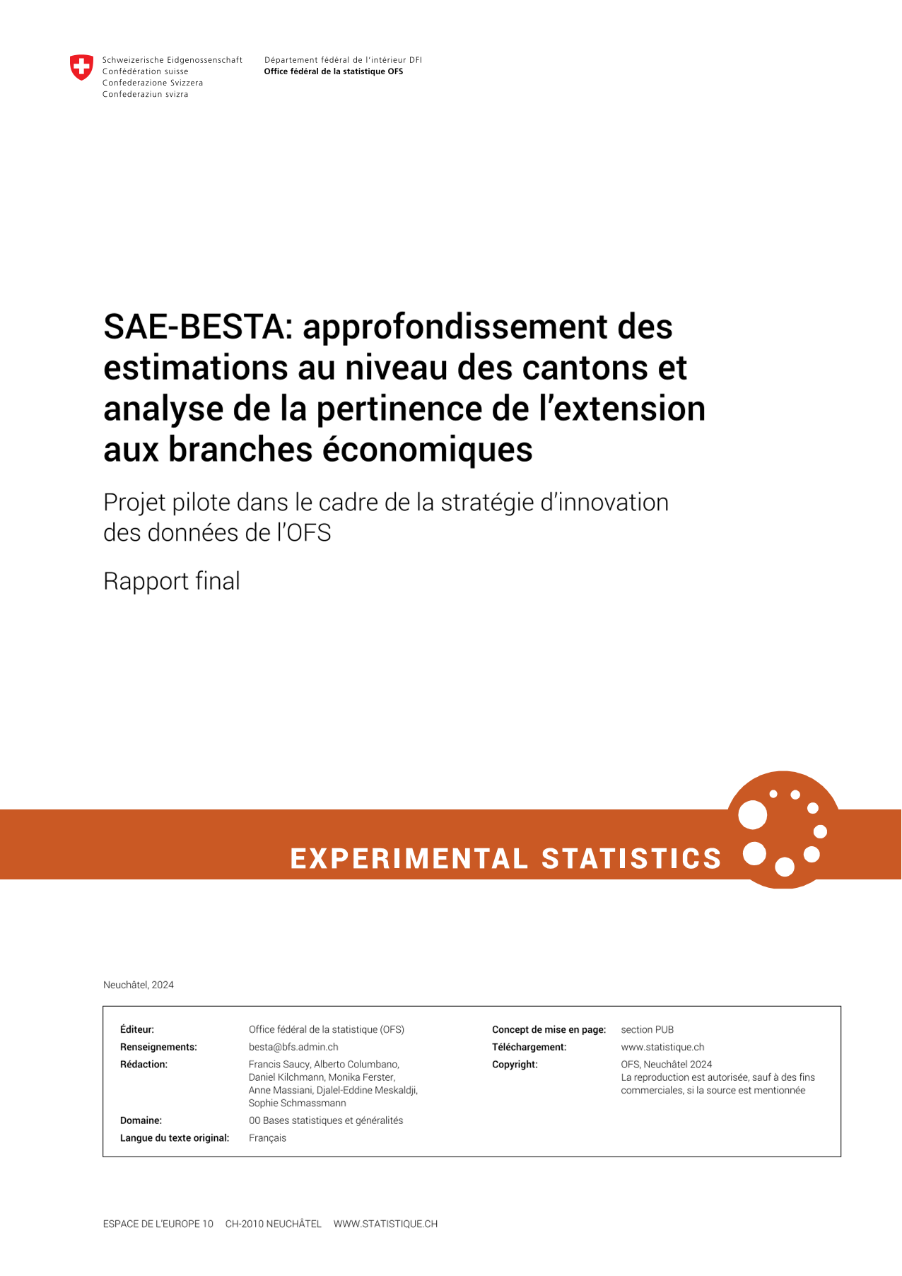 SAE-BESTA : approfondissement des estimations au niveau des cantons et analyse de la pertinence de l’extension aux branches économiques