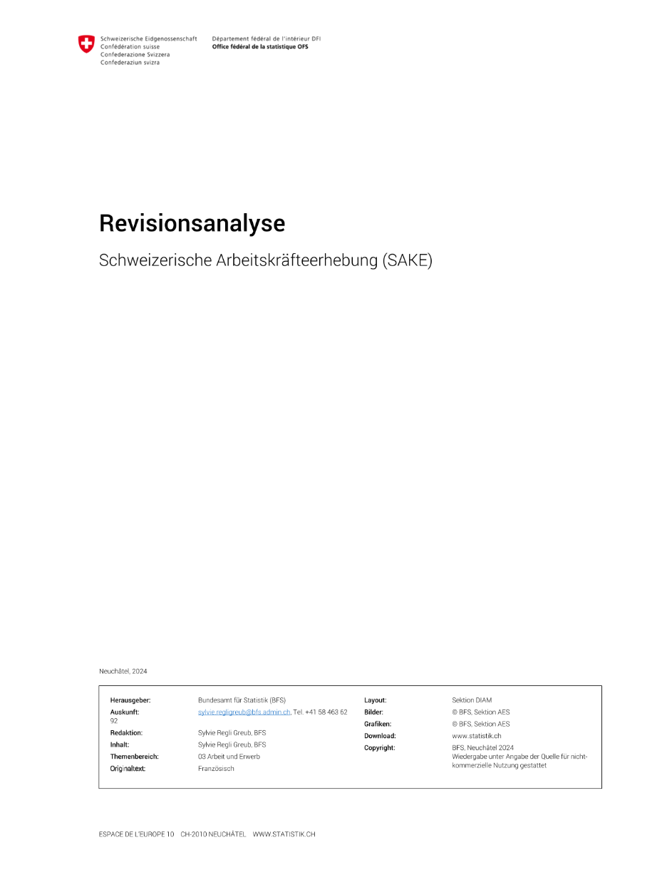 Schweizerische Arbeitskräfteerhebung (SAKE) - Revisionsanalyse