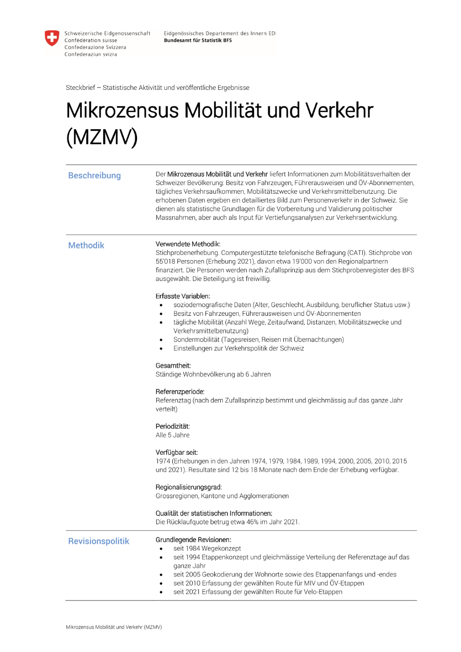 Mikrozensus Mobilität und Verkehr