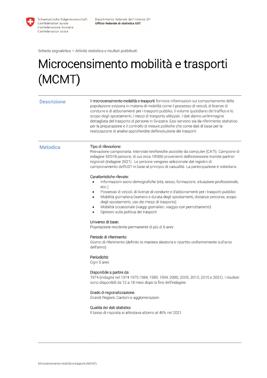 Microcensimento mobilità e trasporti