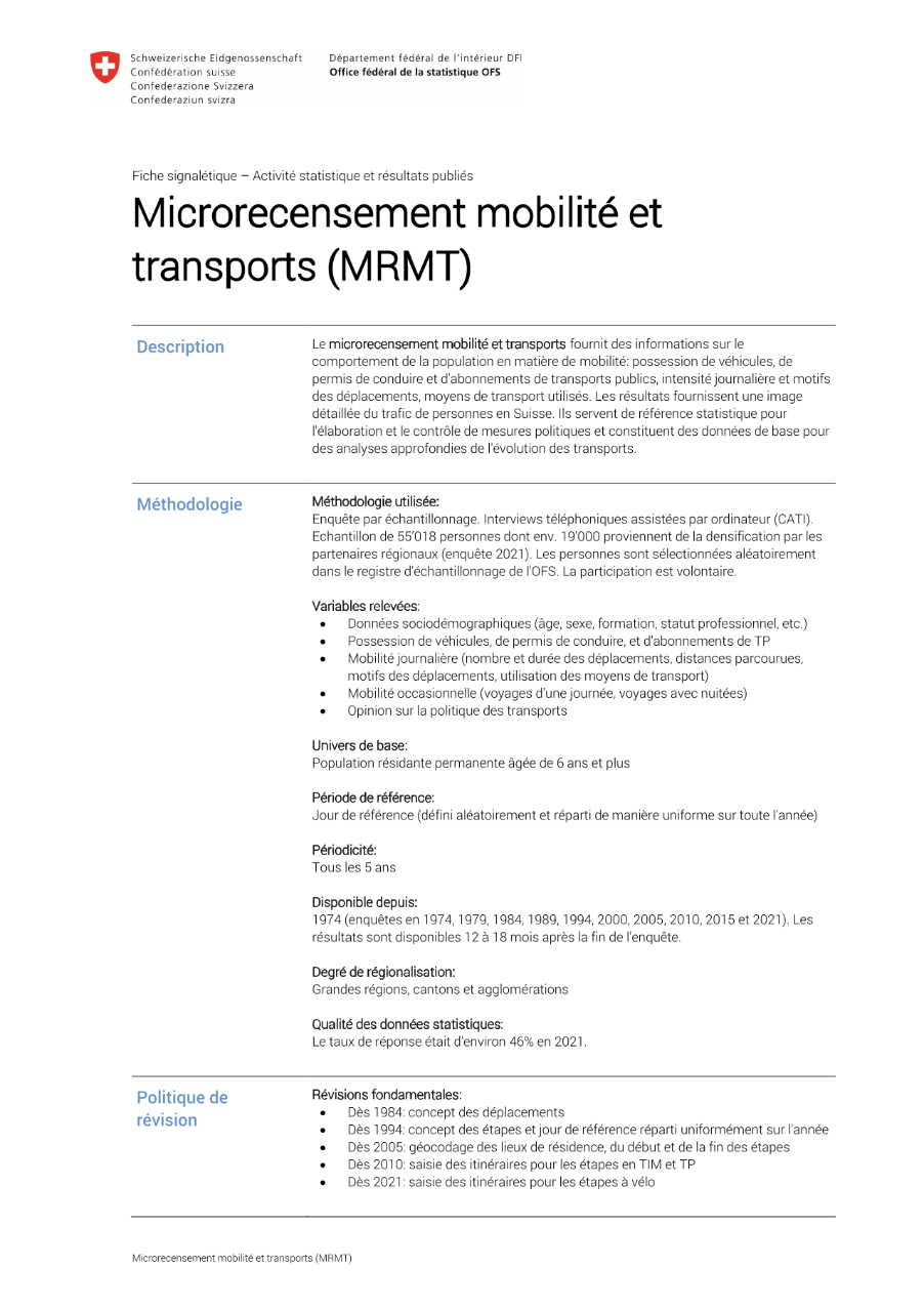 Microrecensement mobilité et transports