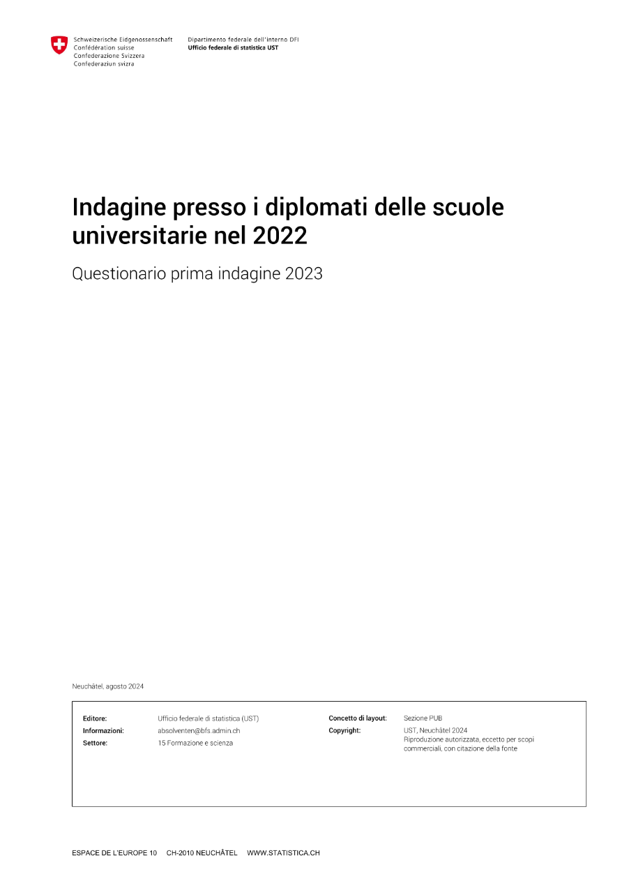 Indagine presso le persone con diploma di scuola universitaria - Questionario prima indagine 2023