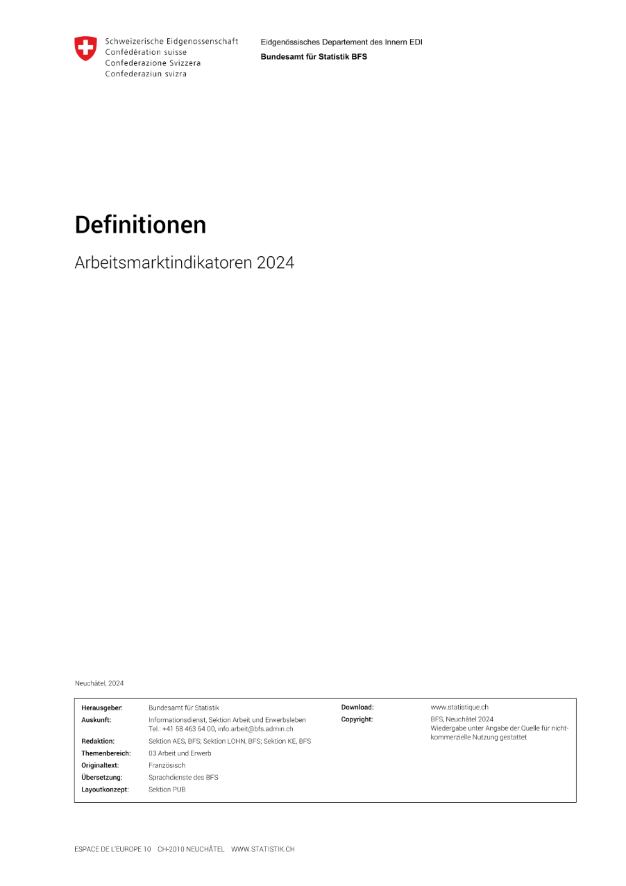 Arbeitsmarktindikatoren 2024 - Definitionen