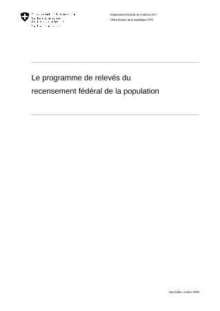 Le programme de relevés du recensement fédéral de la population