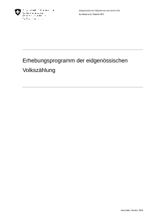 Erhebungsprogramm der eidgenössischen Volkszählung