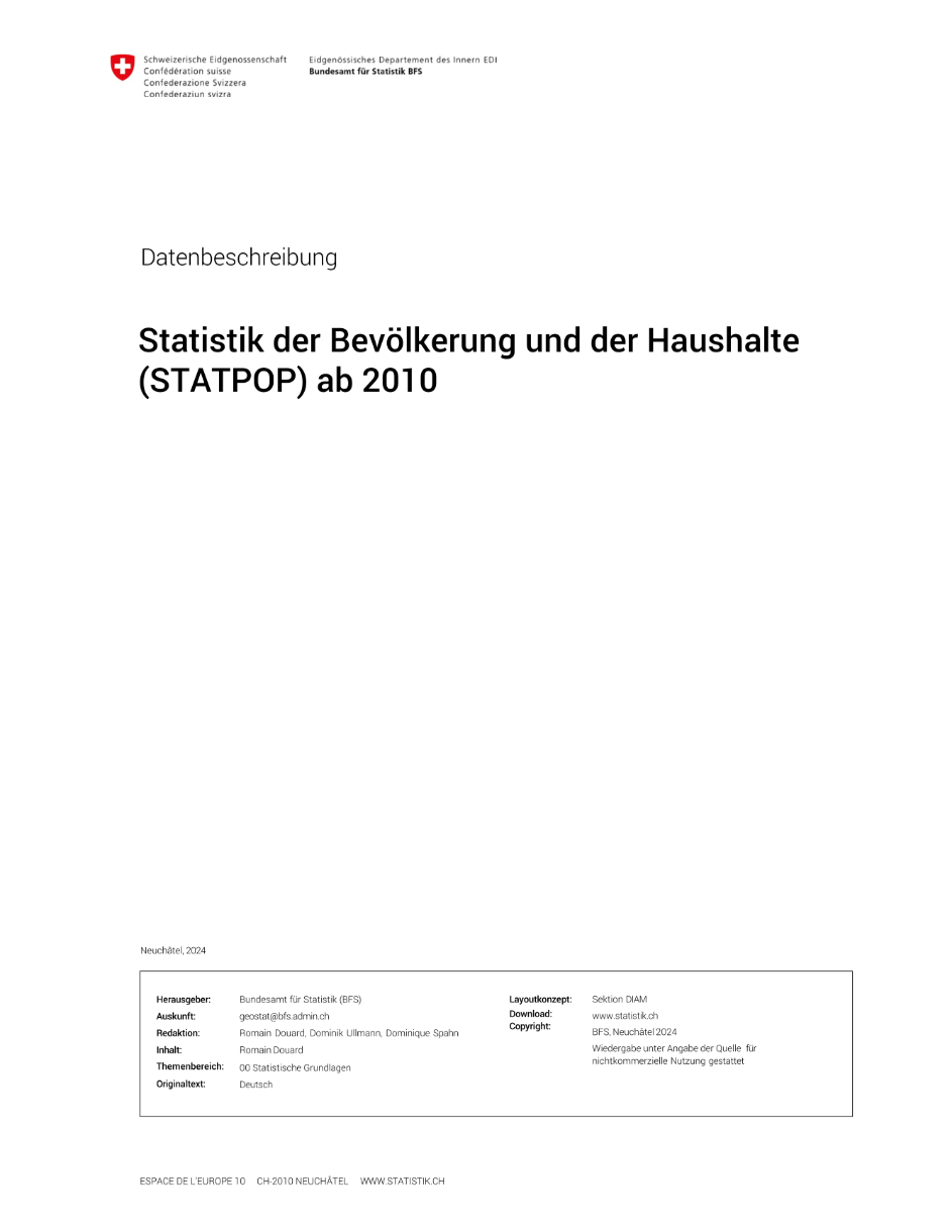 Statistik der Bevölkerung und Haushalte (STATPOP): Datenbeschreibung