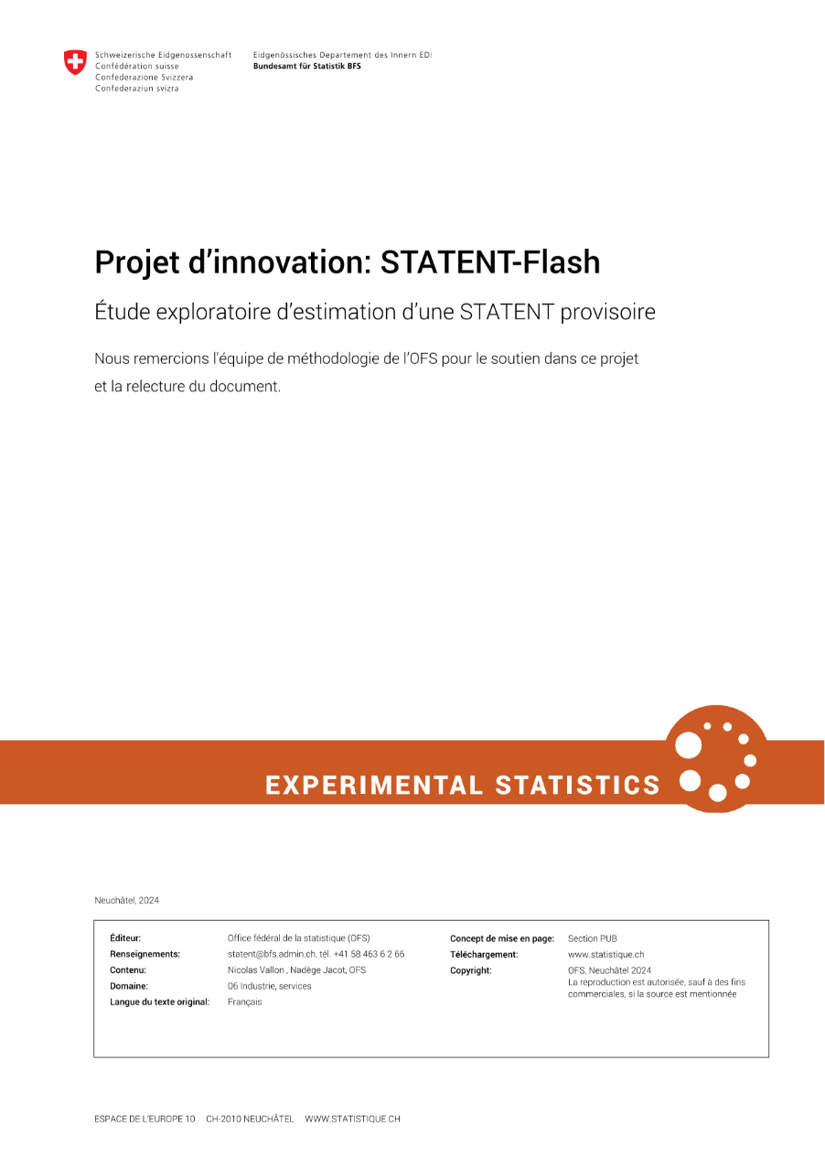 Projet d’innovation : Étude exploratoire d’estimation d’une STATENT provisoire (STATENT-Flash)