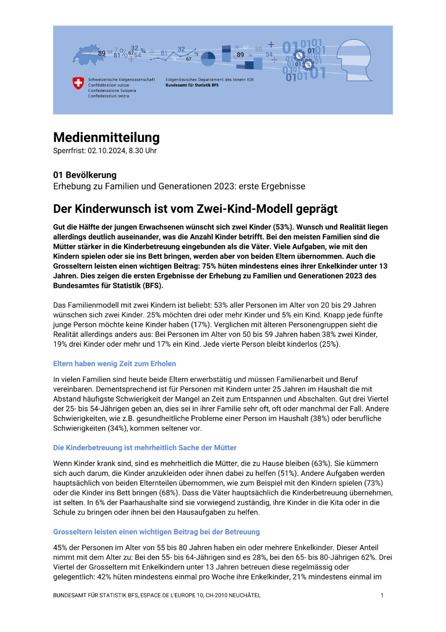Der Kinderwunsch ist vom Zwei-Kind-Modell geprägt