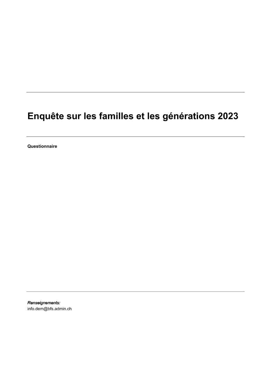 Enquête sur les familles et les générations 2023 - Questionnaire