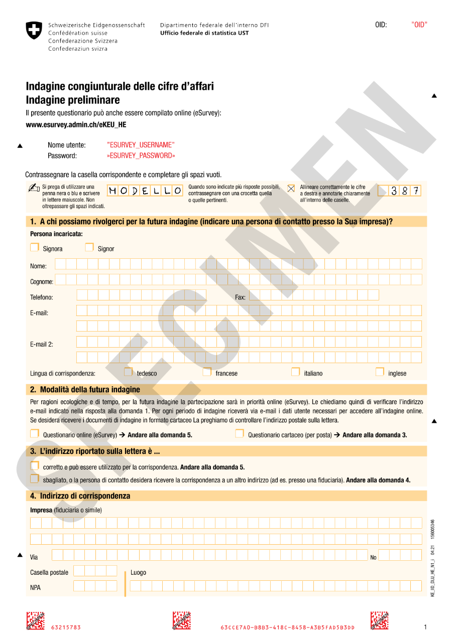 Modello di questionario KEU indagine preliminare