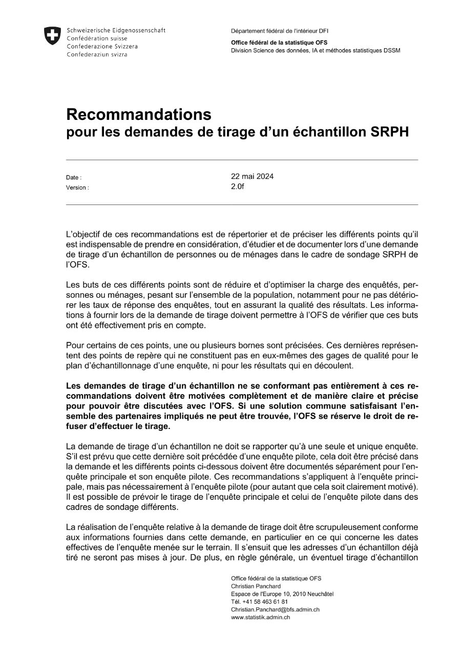 Recommandations pour les tirages d'échantillons