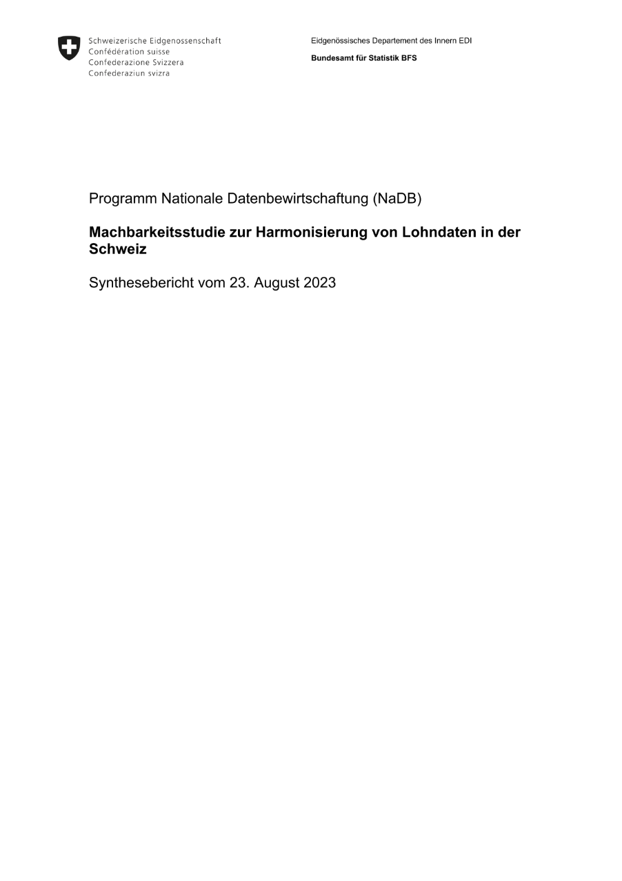 Machbarkeitsstudie zur Harmonisierung von Lohndaten in der Schweiz