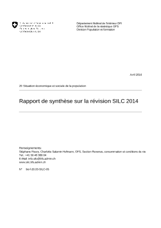 Rapport de synthèse sur la révision SILC 2014