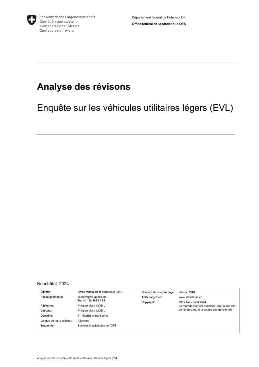 Analyse des révisions Enquête sur les véhicules utilitaires légers (EVL)