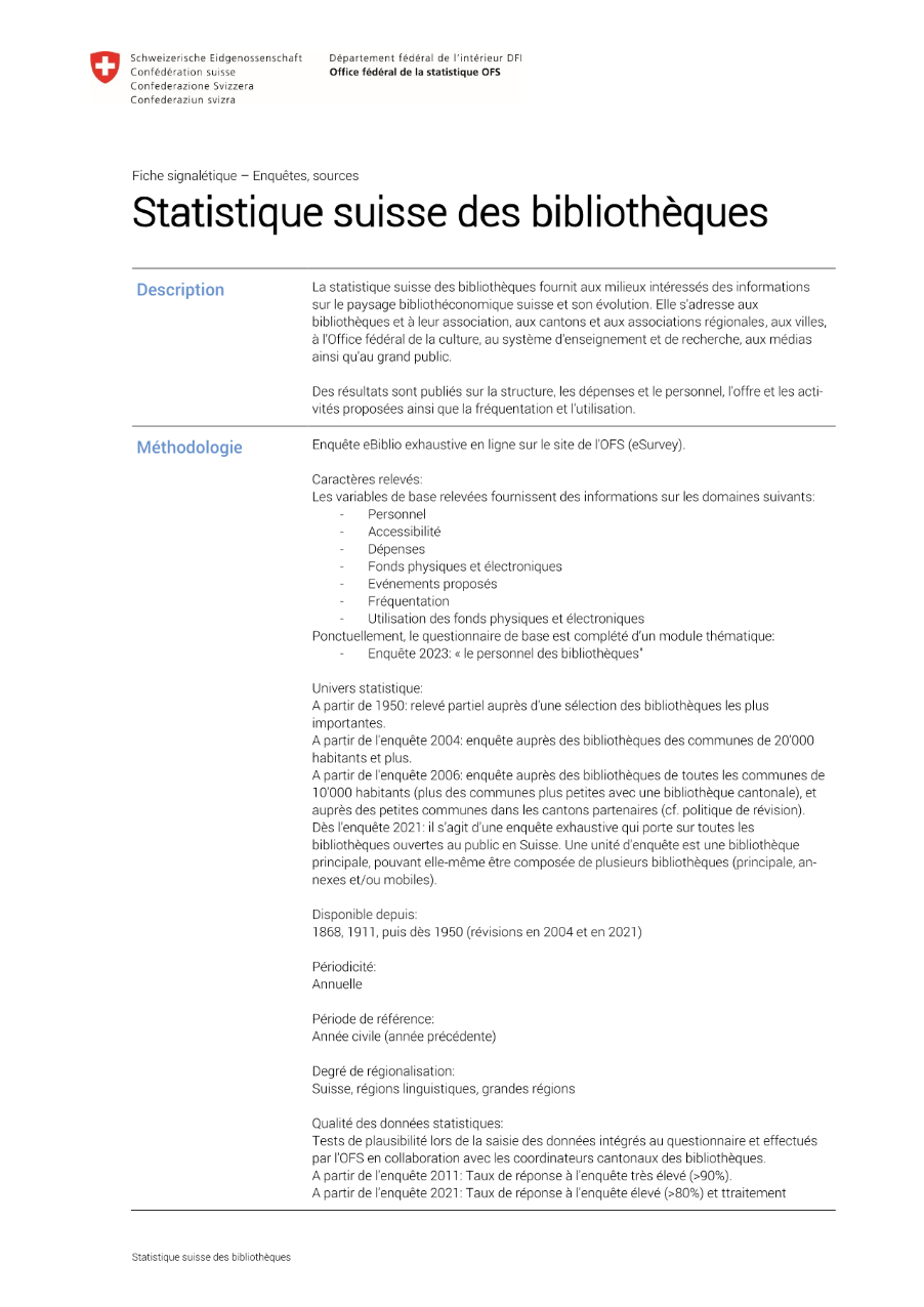 Statistique suisse des bibliothèques