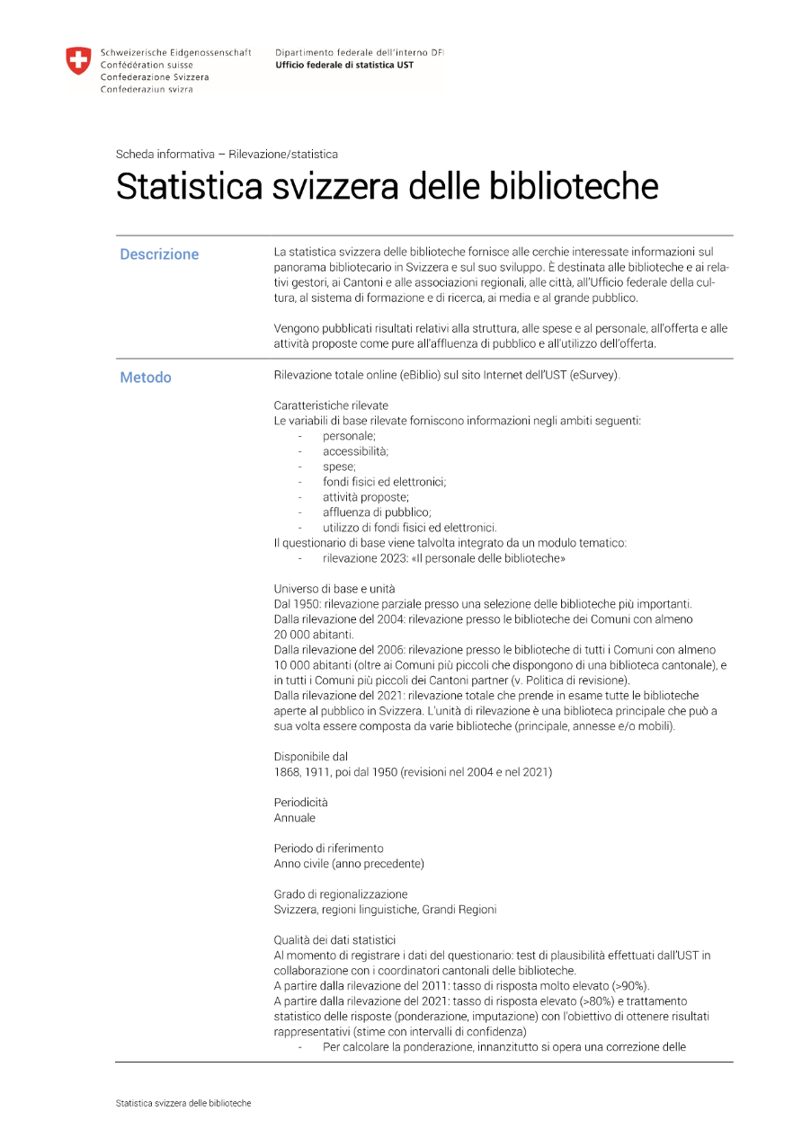 Statistica svizzera delle biblioteche
