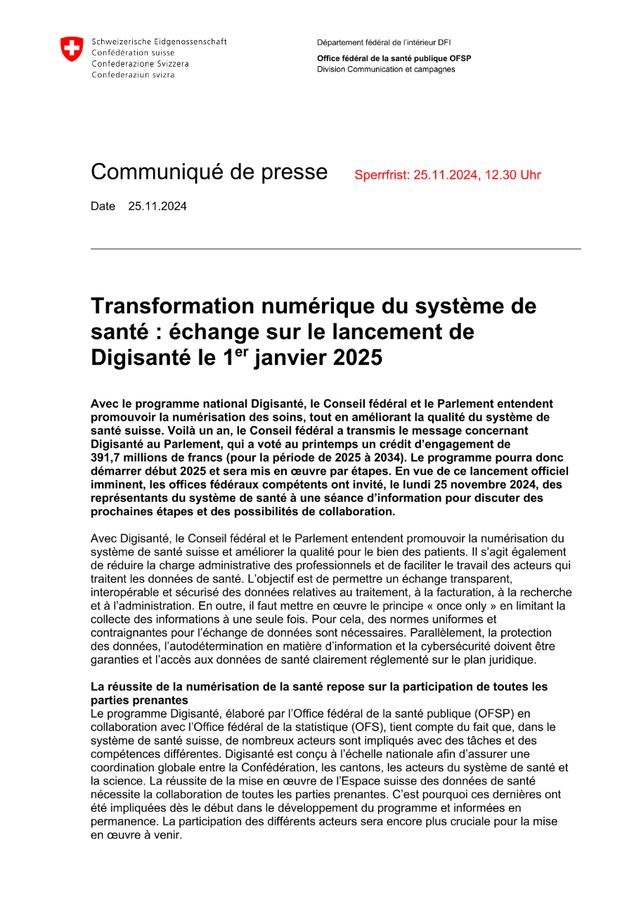 Transformation numérique du système de santé : échange sur le lancement de Digisanté le 1er janvier 2025