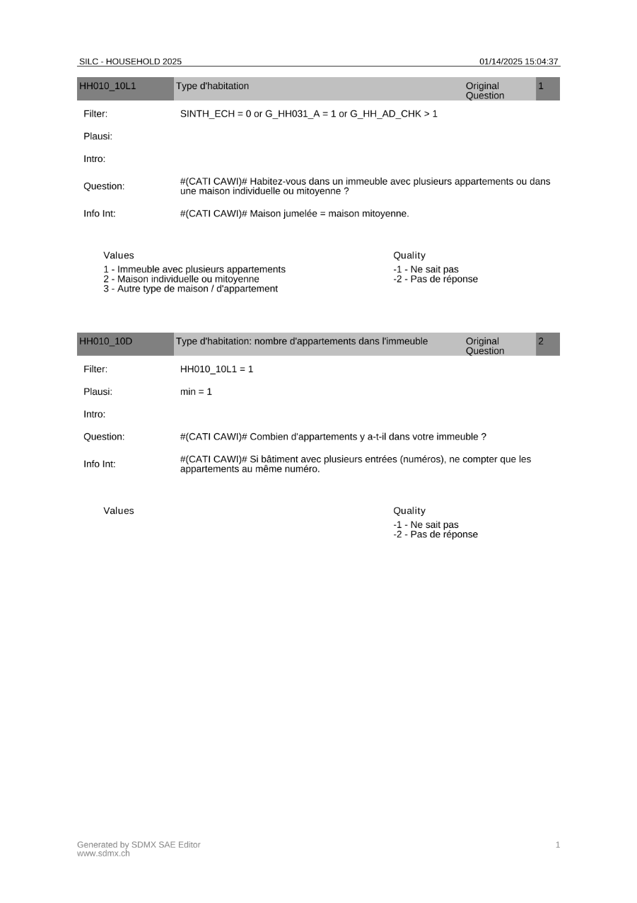 Questionnaire ménage