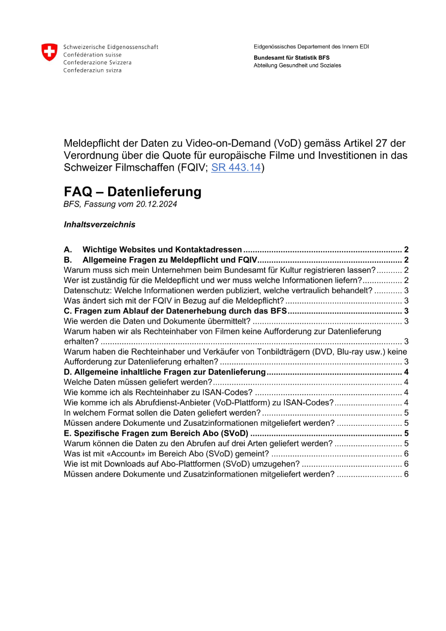 FQIV Art. 27: FAQ - Datenlieferung