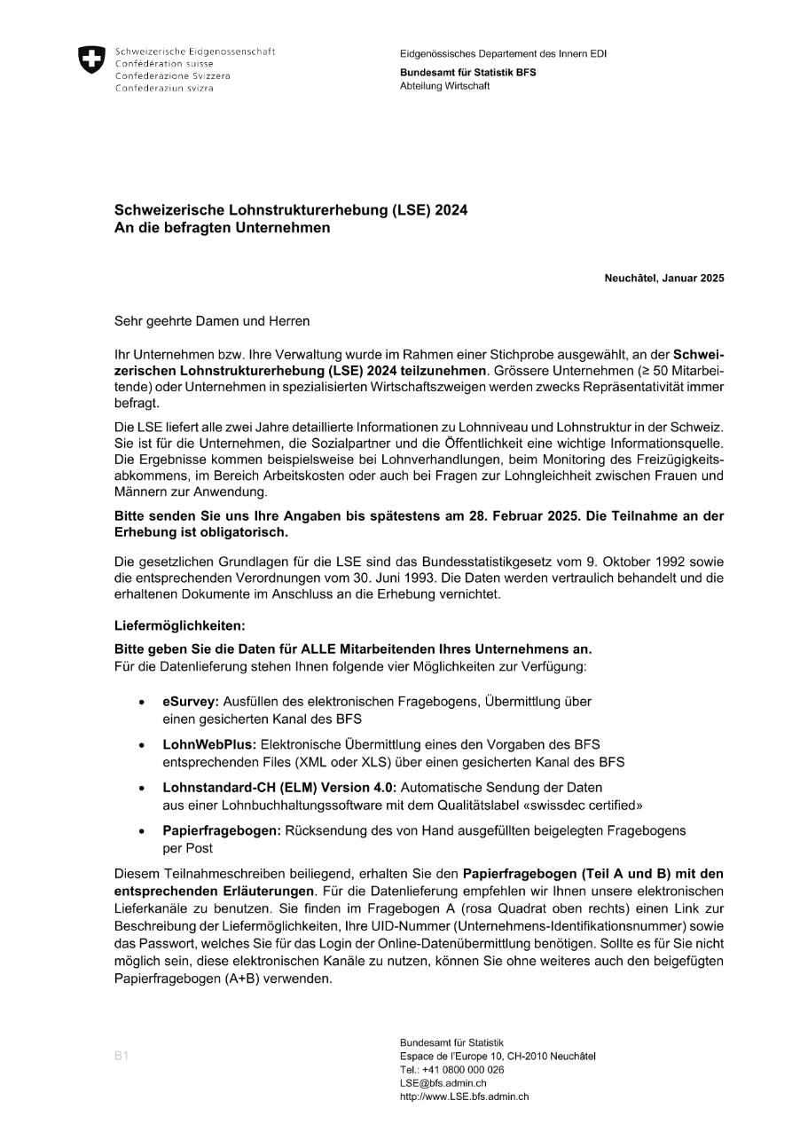 Brief für Einzelbetriebe