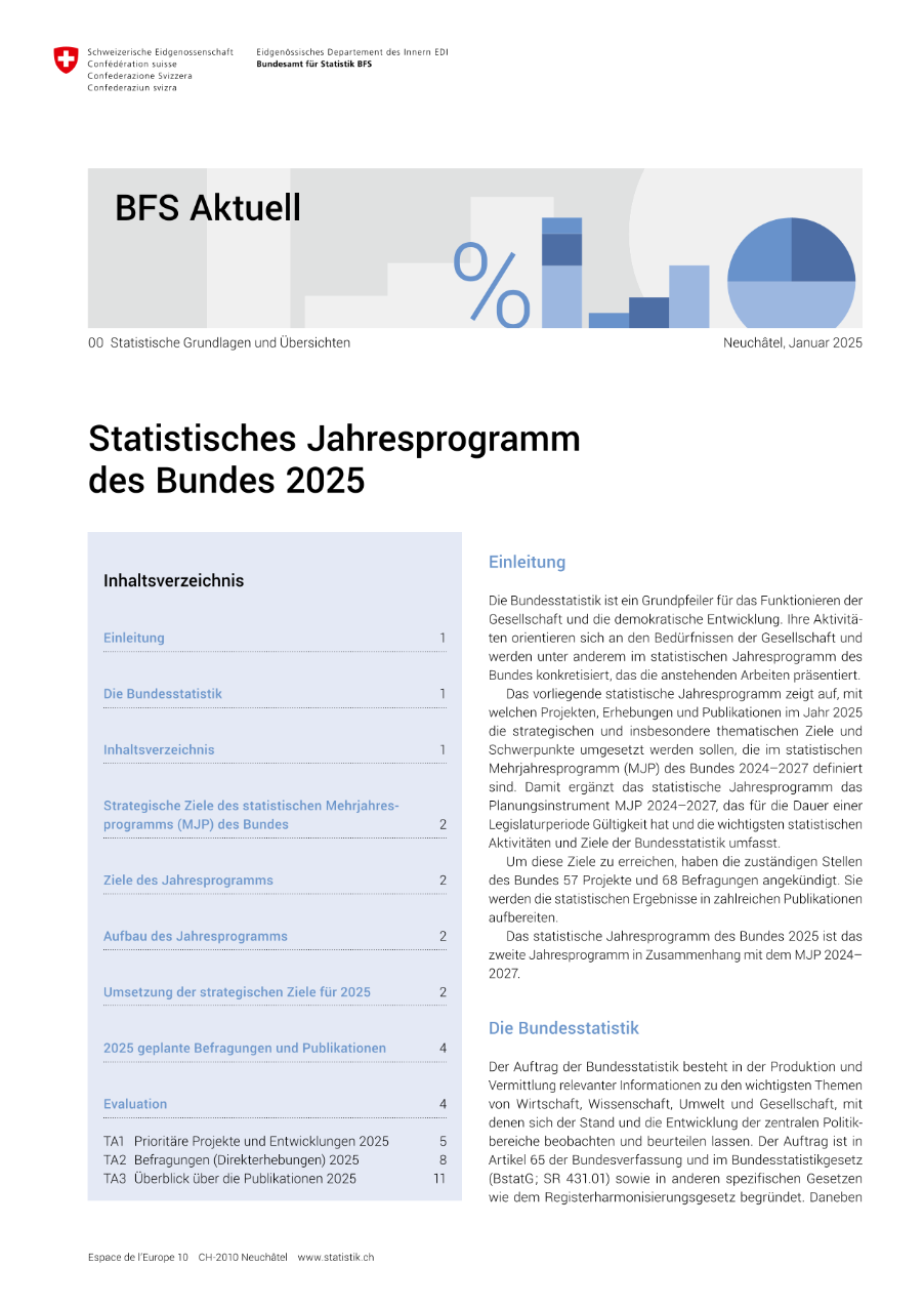 Statistisches Jahresprogramm des Bundes 2025