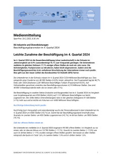 Leichte Zunahme der Beschäftigung im 4. Quartal 2024